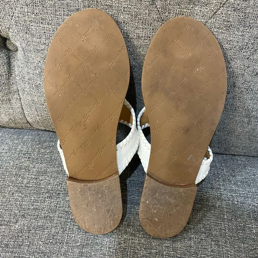 Jack Rogers White and Tan Alana Tassel Thong Sandals Women’s Size 8